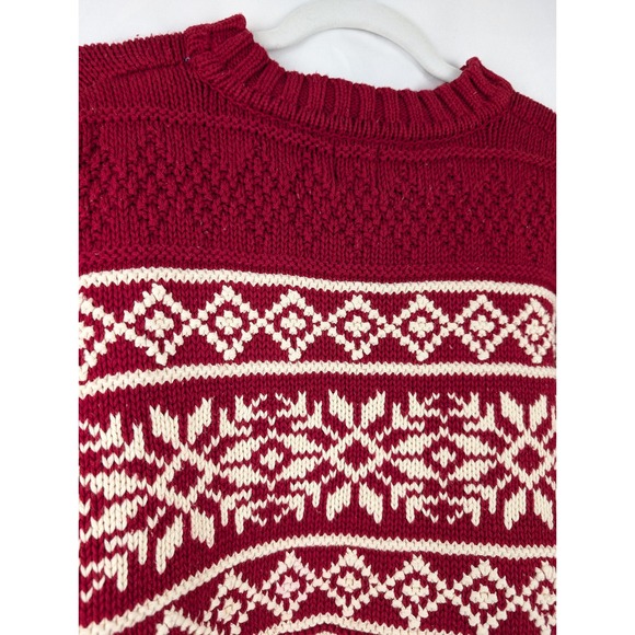 Vtg Gap 100% Cotton Nordic Fair Isle Chunky Knit Sweater L Apre Ski Cottagecore - Picture 7 of 10